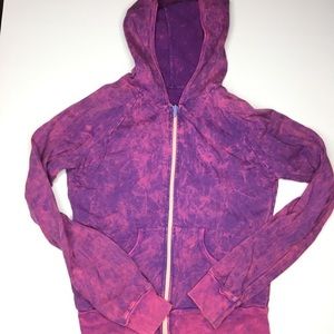 American Apparel Pink Acid Wash Zip Up Hoodie